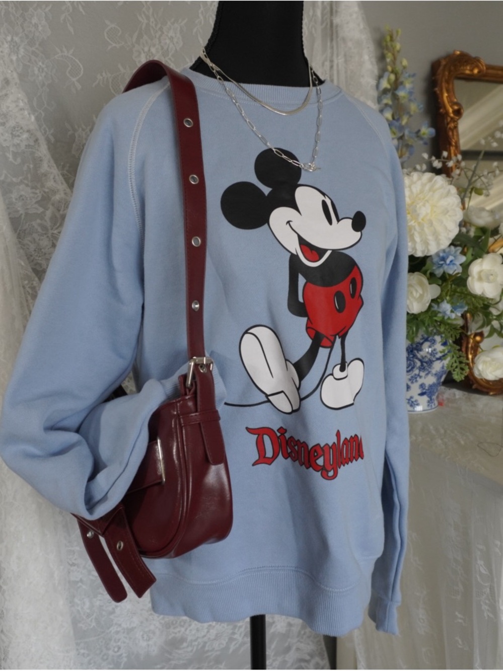 Disney Disneyland Mickey Mouse Light Blue Crewneck Sweatshirt
